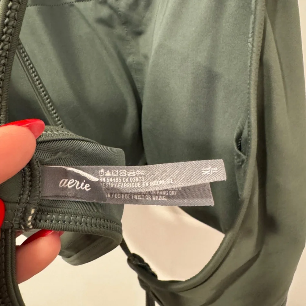 Aerie High Neck Crop Bikini Top – Olive Green, Crisscross Open Back, Women’s XL - Picture 8 of 10